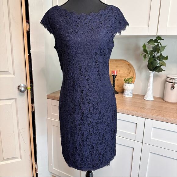Eliza J Dresses & Skirts - Eliza J Floral Lace Cap Sleeve Sheath Dress Women’s Size 6 Elegant Timeless EUC